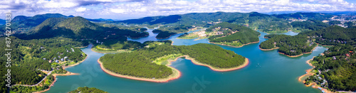 Aerial view of tuyen lam lake in Dalat, Vietnam