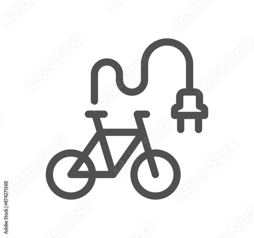 Bicycle and transportation icon outline and linear vector.	

