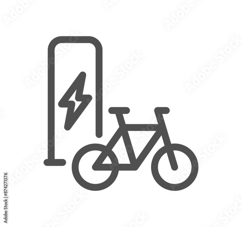 Bicycle and transportation icon outline and linear vector.	
