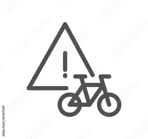 Bicycle and transportation icon outline and linear vector.	
