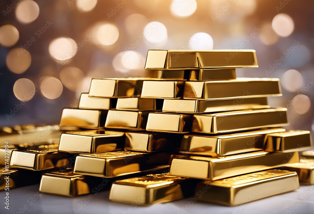 Close-up with many gold bars Close-up with many gold bars