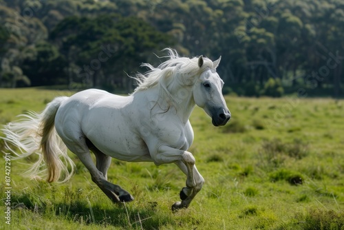 white horse in the field