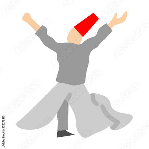 sufi whirling dervish Vector Flat Icon Design