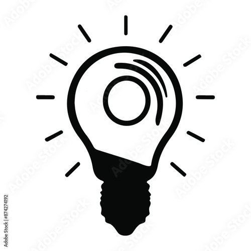 Electric light bulb silhouette, Light bulb vector silhouette and illustration, Thinking concept icon vector