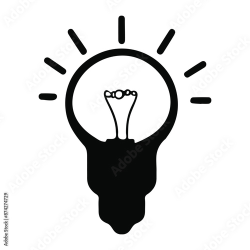 Electric light bulb silhouette, Light bulb vector silhouette and illustration, Thinking concept icon vector