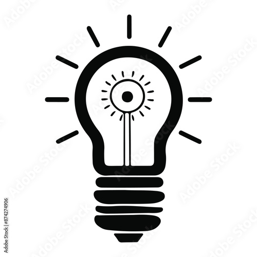 Electric light bulb silhouette, Light bulb vector silhouette and illustration, Thinking concept icon vector