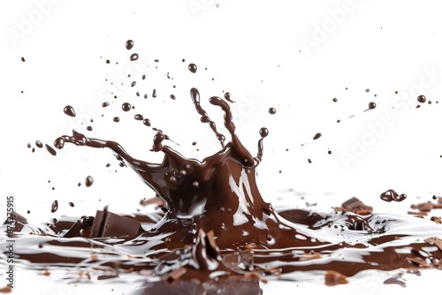 Chocolate splash isolated on white background chocolate theme.