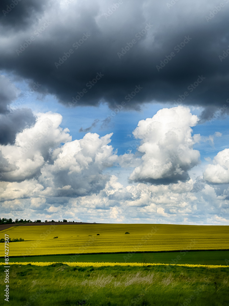 The perfect landscape of fields in a sunny day with perfect clouds in the sky The perfect landscape of fields in a sunny day with perfect clouds in the sky