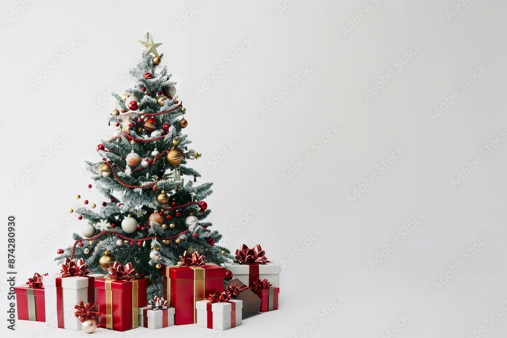 Christmas Tree and Gifts. Over white background Christmas Tree and Gifts. Over white background