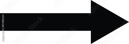Straight long arrow vector sign. Long linear, black outline, pointing left and right vector symbol.