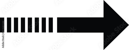 Straight long arrow vector sign. Long linear, black outline, pointing left and right vector symbol.