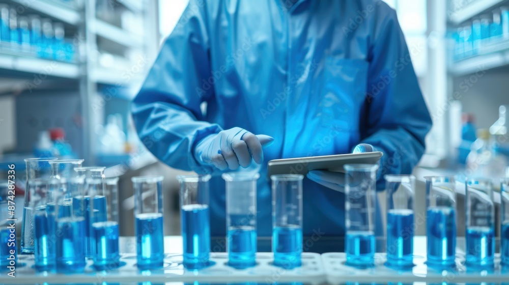 The scientist with laboratory equipment The scientist with laboratory equipment