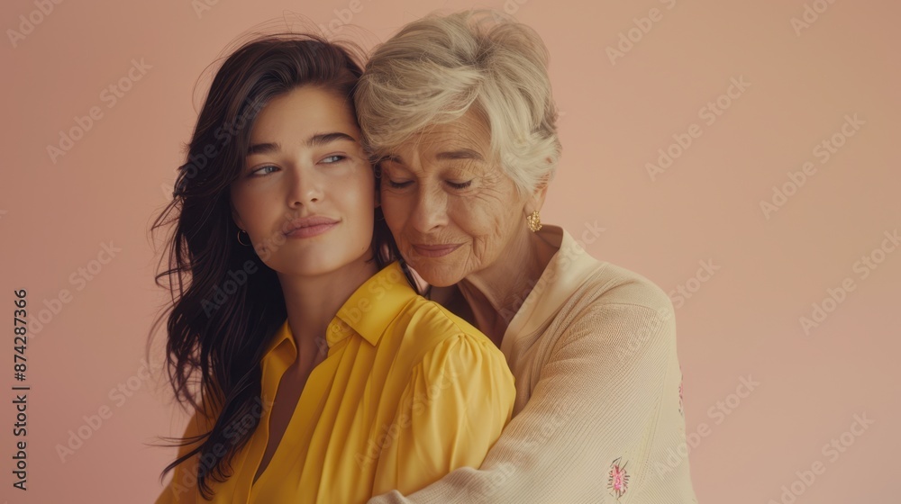 The grandmother and granddaughter hug The grandmother and granddaughter hug