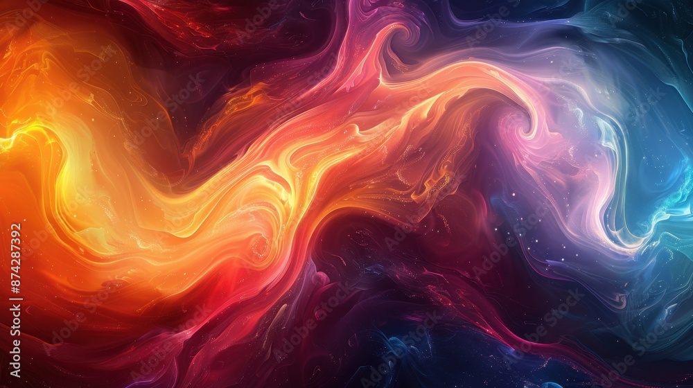 Obraz premium Create a vibrant, abstract digital painting with swirling colors and dynamic shapes.