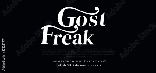 Freak Elegant Font Uppercase Lowercase and Number. Classic Lettering Minimal Fashion Designs. Typography modern serif fonts regular decorative vintage concept. vector illustration