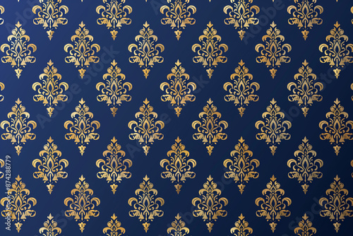 Gold Royal pattern on blue background