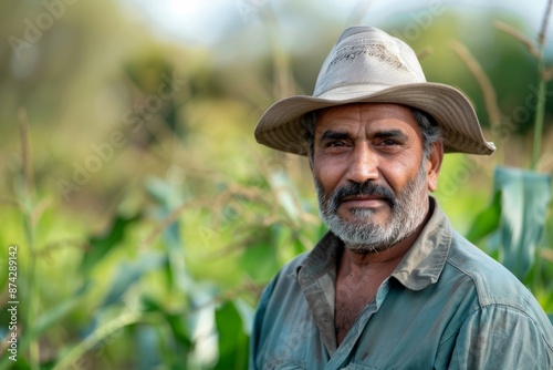 Portrait of a middle aged male farmer on field