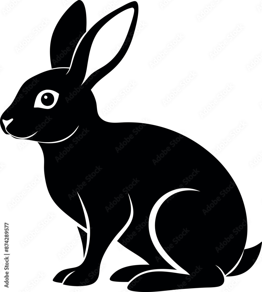 Obraz premium A black rabbit is sitting on a white background