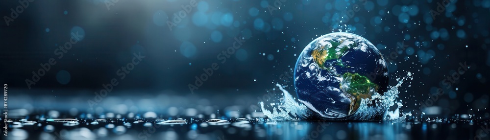 A conceptual illustration of Earth floating in a puddle of gasoline
