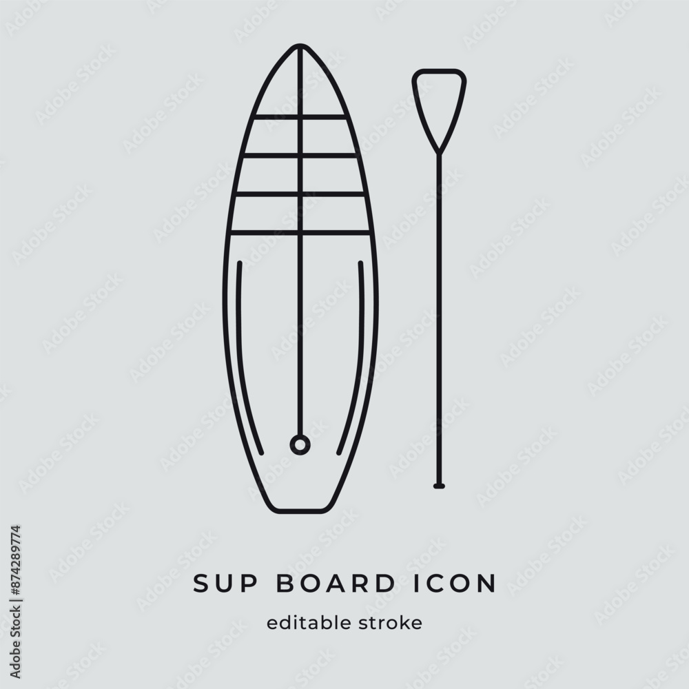 Stand up paddle boarding or sup board icon. Stand up paddle boarding or sup board icon.