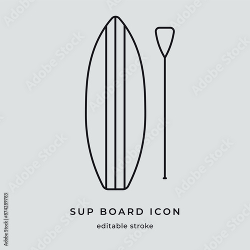 Stand up paddle boarding or sup board icon