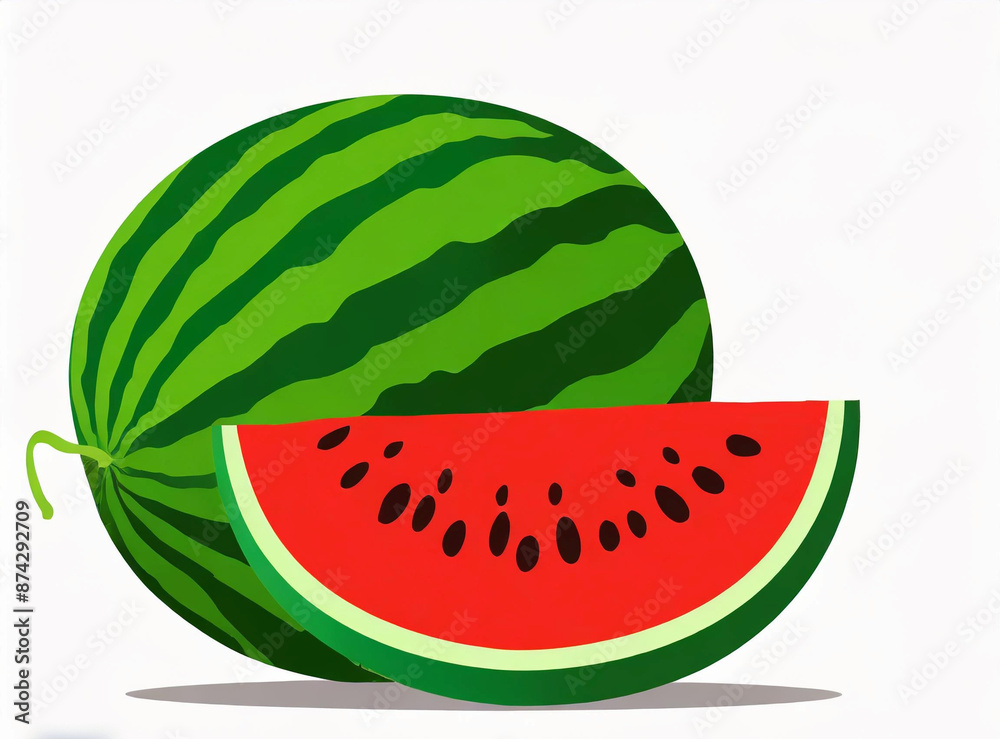 Watermelon Flat Illustration Isolated On White Background - PNG Watermelon Flat Illustration Isolated On White Background - PNG