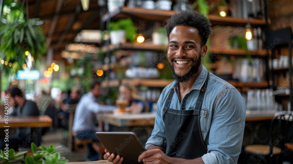 Fototapeta premium The Barista Using Tablet