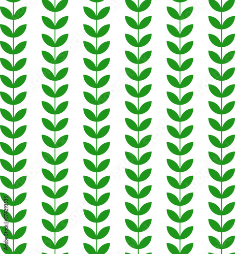 Seamless vector pattern of green plant upside down on white background