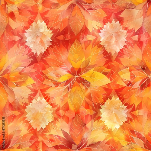 Radiant Autumn Mandala Leaf Pattern with Vintage Photographic Effect