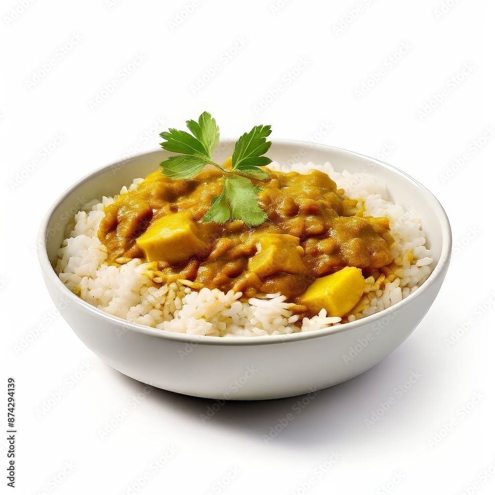 A curry-rice japanese foods realistic isolated on white background. A curry-rice japanese foods realistic isolated on white background.