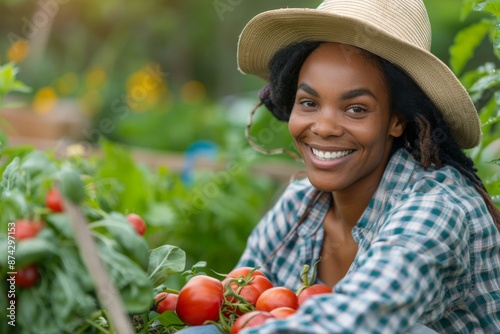 Portrait of a young female African American gardener
