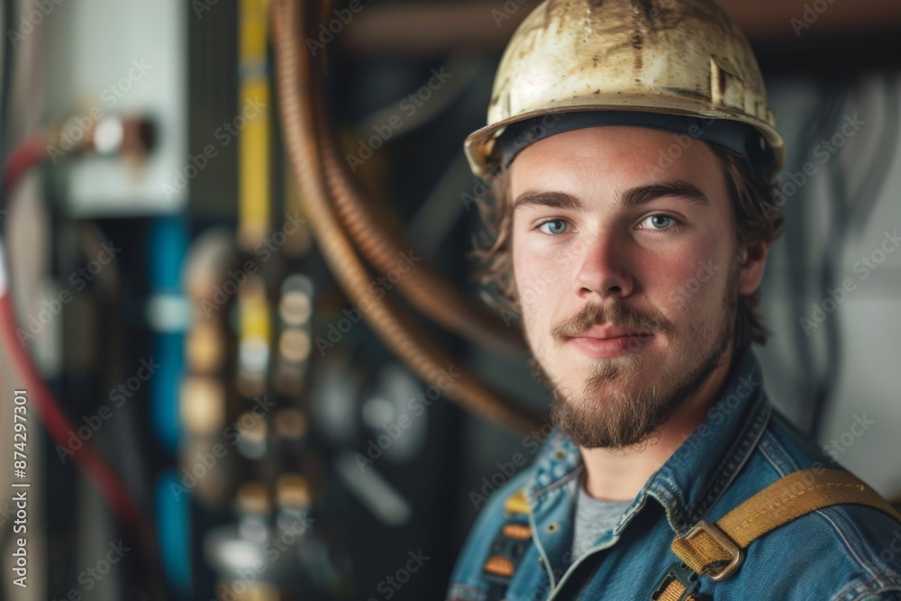 Portrait of a young male plumber Portrait of a young male plumber