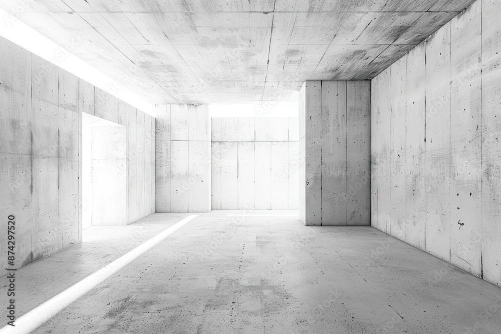 concrete wall  concrete wall  Abstract white interior of empty room with concrete walls