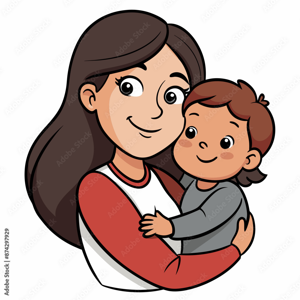 a woman with brown hair lovingly hugging a small a woman with brown hair lovingly hugging a small