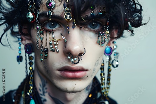 beautiful man with a lot of piercings and tattoos