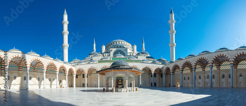 Camlica Mosque interior panorama in Istanbul, Turkey. Camlica Mosque the largest mosque on Istanbul Camlica hill photo