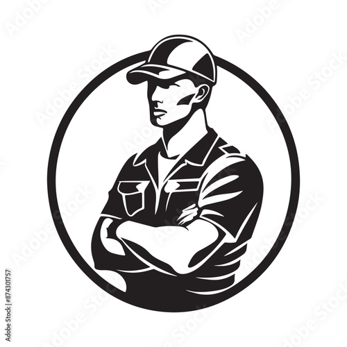 Foreman Image vectors.  Black and White Foreman logo illustration on white background