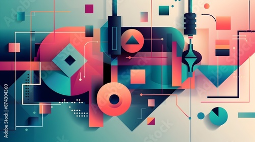Plugging in Geometric Abstract Technology Concept