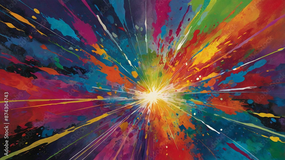 An abstract album cover for an energetic, fast moving, energizing jazz fusion song that pops with bursts of color and light, a merging of moods and speed, with vibrant colors and a celebration of move An abstract album cover for an energetic, fast moving, energizing jazz fusion song that pops with bursts of color and light, a merging of moods and speed, with vibrant colors and a celebration of move