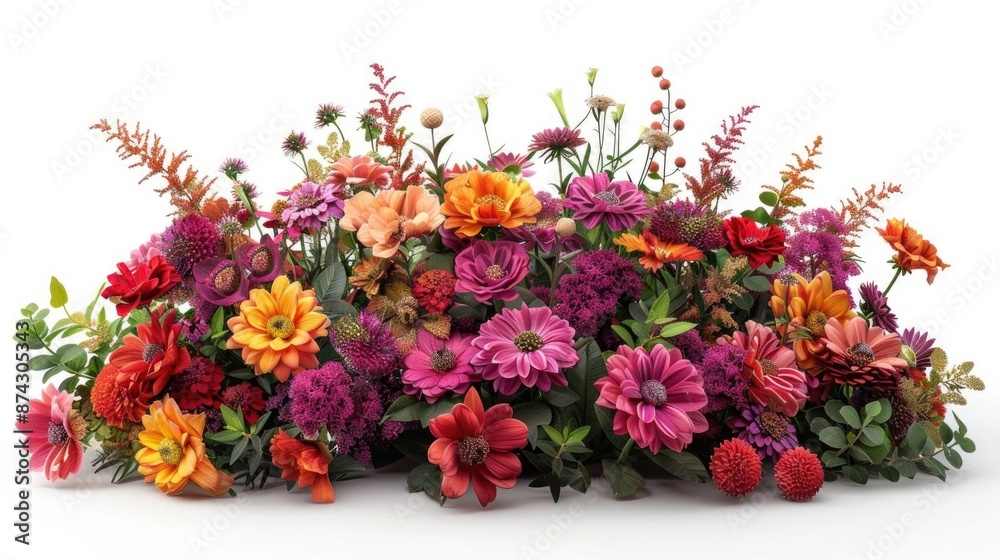 Obraz premium Colorful flower arrangement with pink, orange, and red blossoms