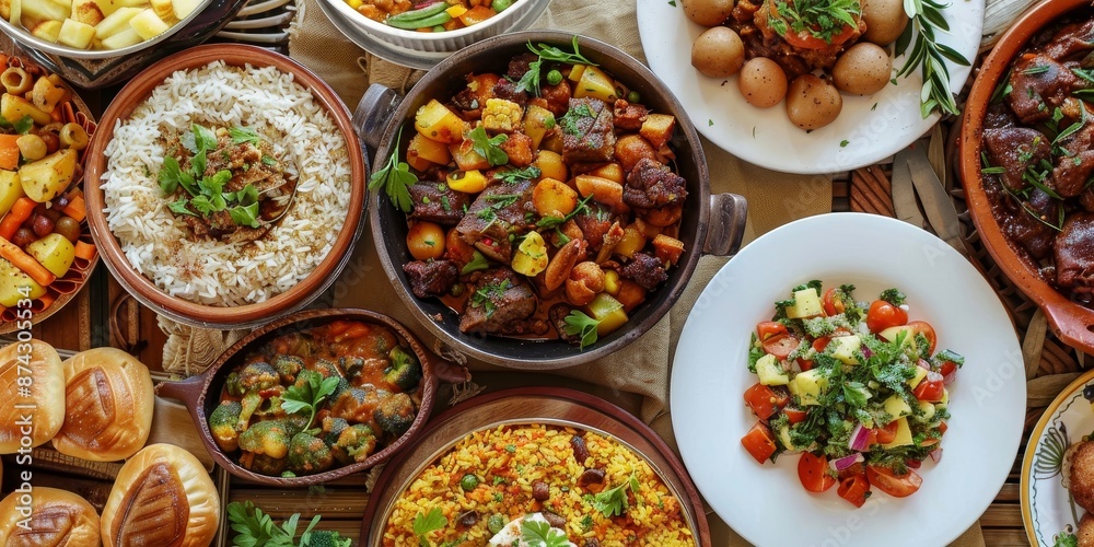A variety of delicious and healthy food on the table. A variety of delicious and healthy food on the table.