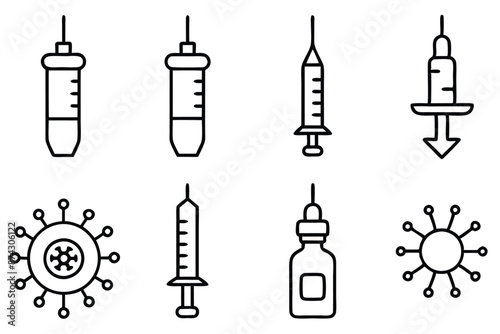 Vaccination Line Art Illustration Modern Medical Vaccination Drawing