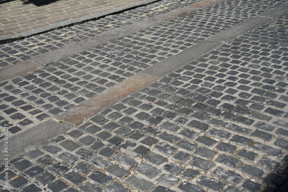 Fototapeta premium Vintage Cobbled street, Yorkshire, England UK.