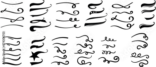 Sports swash tails, baseball swoosh in retro style