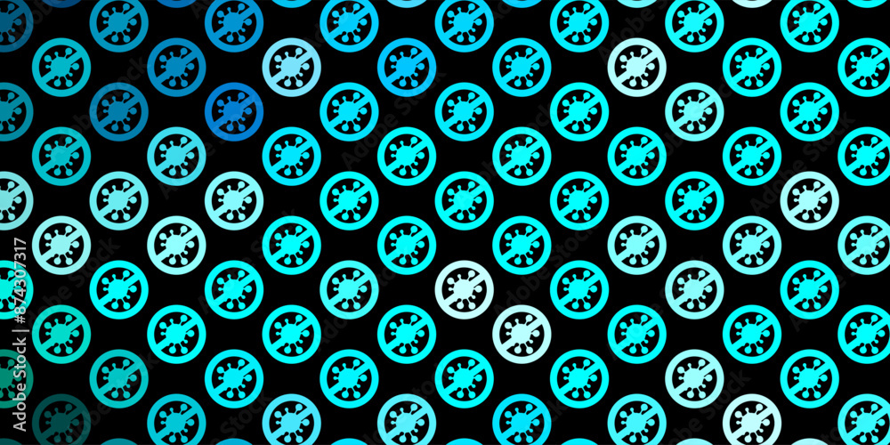 Dark BLUE vector background with covid-19 symbols. Dark BLUE vector background with covid-19 symbols.