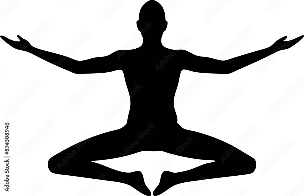 A man is doing yoga poses in a cross legged position A man is doing yoga poses in a cross legged position