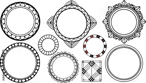 Set of 9 decorative ornamental frames in various styles.