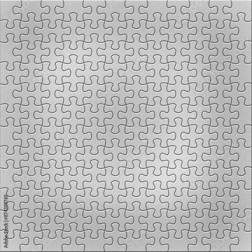 Grey jigsaw puzzle pieces background stock illustration.	
