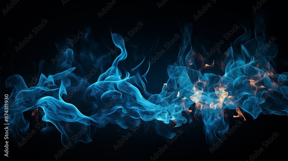 Fototapeta premium Abstract Blue Flames and Smoke Creating a Dynamic and Ethereal Background