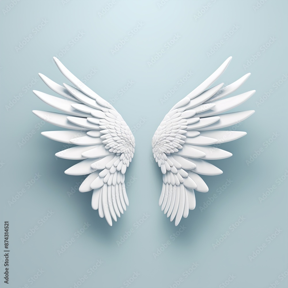 Obraz premium white wings on blue background